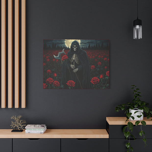 Gothic Rose Grim Reaper Canvas Wall Art