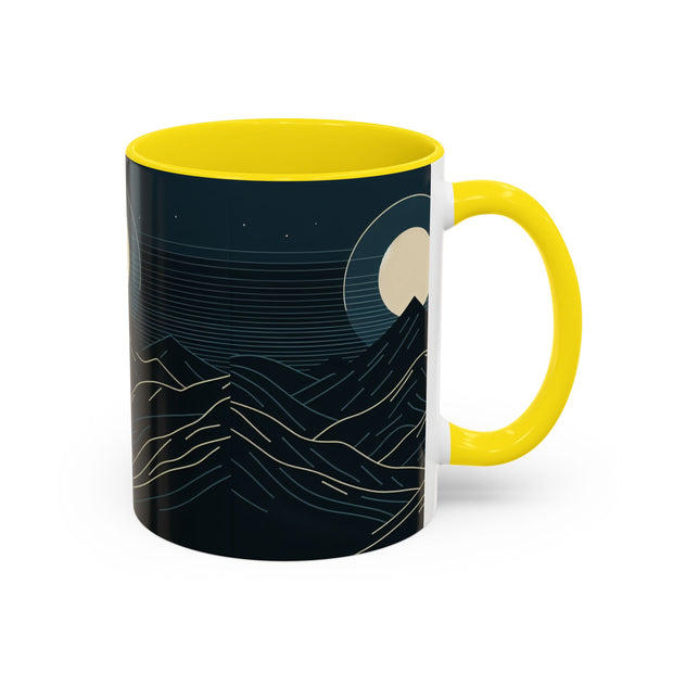 Mountain Moon Accent Coffee Mug, Cozy Mug for Coffee Lovers, Gifts for Nature Enthusiasts, Perfect for Home or Office, Ideal for Relaxation