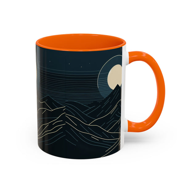 Mountain Moon Accent Coffee Mug, Cozy Mug for Coffee Lovers, Gifts for Nature Enthusiasts, Perfect for Home or Office, Ideal for Relaxation