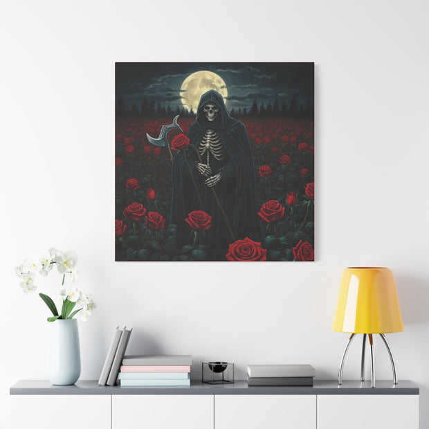 Gothic Rose Grim Reaper Canvas Wall Art