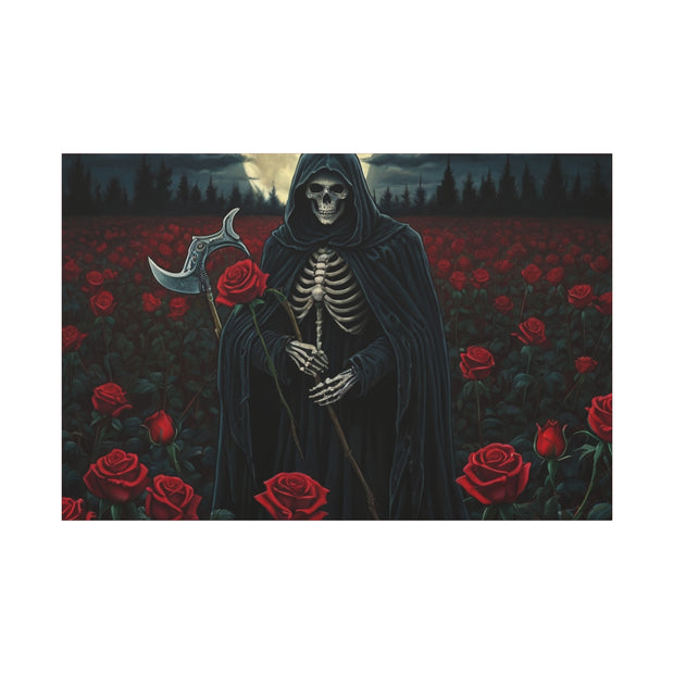 Gothic Rose Grim Reaper Canvas Wall Art