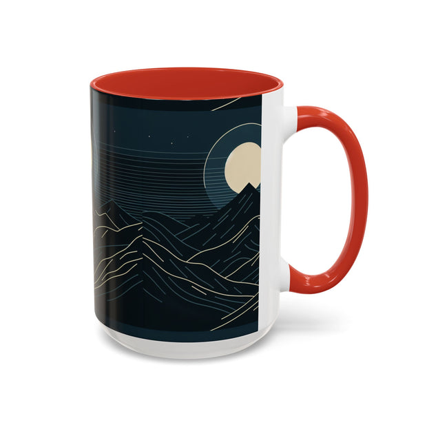 Mountain Moon Accent Coffee Mug, Cozy Mug for Coffee Lovers, Gifts for Nature Enthusiasts, Perfect for Home or Office, Ideal for Relaxation