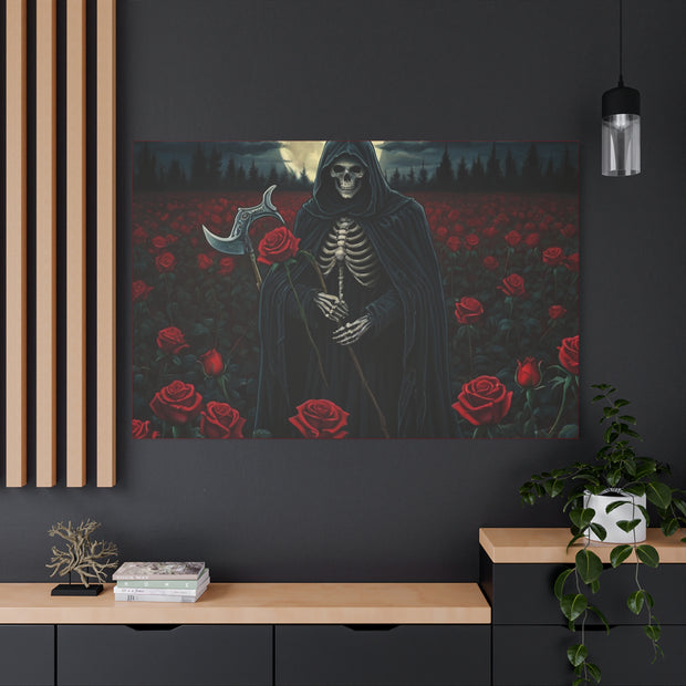 Gothic Rose Grim Reaper Canvas Wall Art