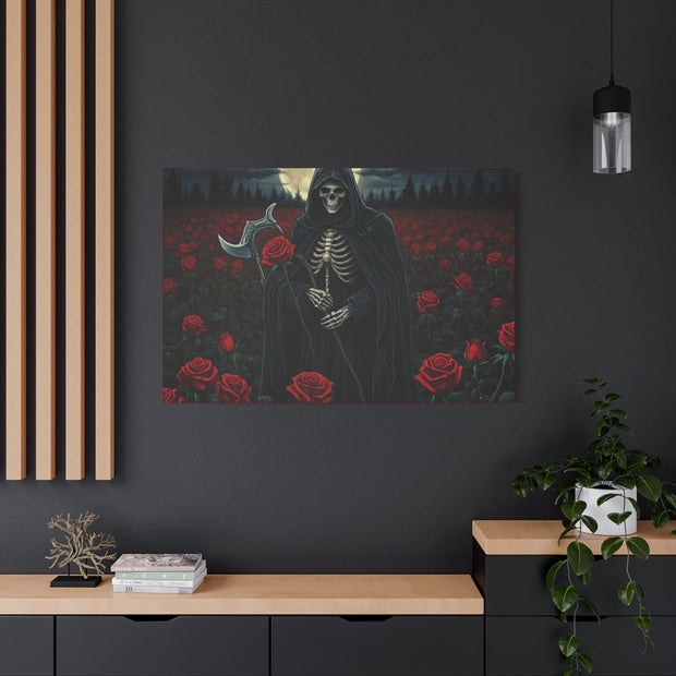 Gothic Rose Grim Reaper Canvas Wall Art