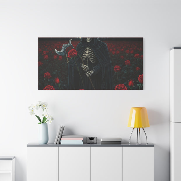 Gothic Rose Grim Reaper Canvas Wall Art
