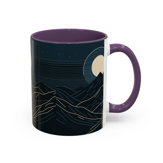 Mountain Moon Accent Coffee Mug, Cozy Mug for Coffee Lovers, Gifts for Nature Enthusiasts, Perfect for Home or Office, Ideal for Relaxation