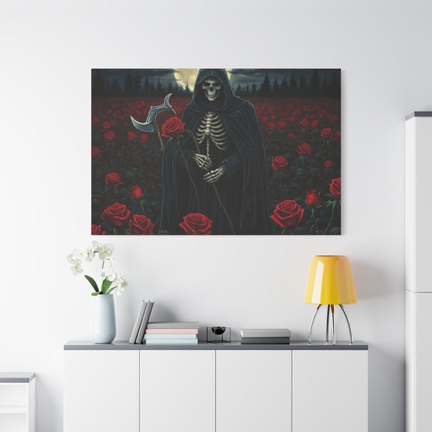 Gothic Rose Grim Reaper Canvas Wall Art
