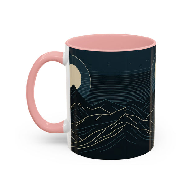 Mountain Moon Accent Coffee Mug, Cozy Mug for Coffee Lovers, Gifts for Nature Enthusiasts, Perfect for Home or Office, Ideal for Relaxation