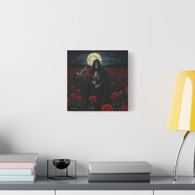 Gothic Rose Grim Reaper Canvas Wall Art