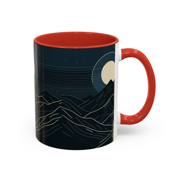 Mountain Moon Accent Coffee Mug, Cozy Mug for Coffee Lovers, Gifts for Nature Enthusiasts, Perfect for Home or Office, Ideal for Relaxation
