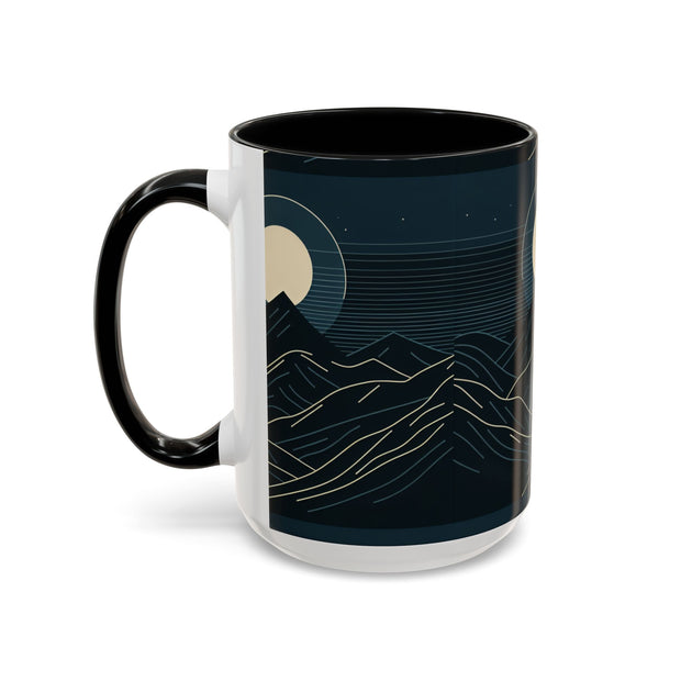 Mountain Moon Accent Coffee Mug, Cozy Mug for Coffee Lovers, Gifts for Nature Enthusiasts, Perfect for Home or Office, Ideal for Relaxation
