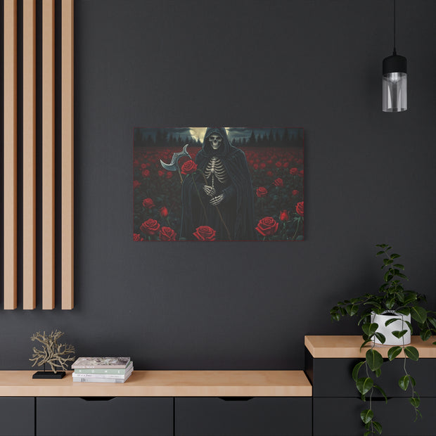Gothic Rose Grim Reaper Canvas Wall Art