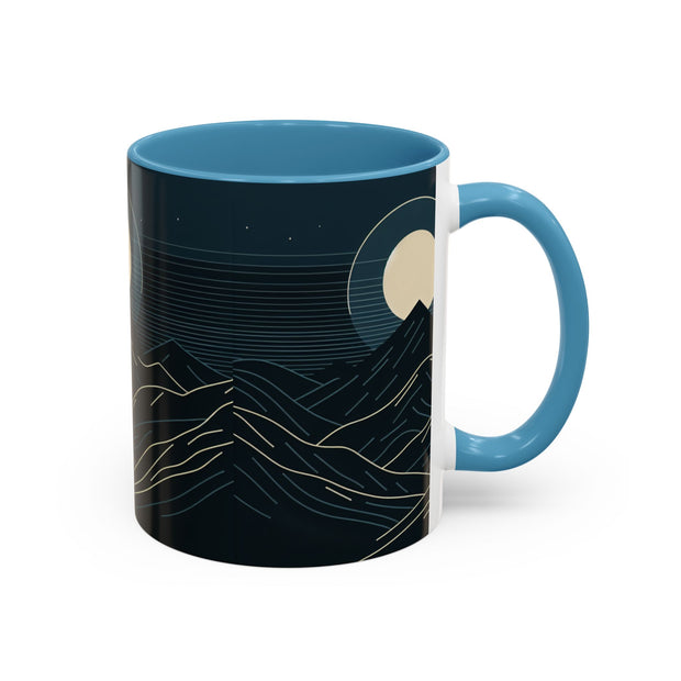 Mountain Moon Accent Coffee Mug, Cozy Mug for Coffee Lovers, Gifts for Nature Enthusiasts, Perfect for Home or Office, Ideal for Relaxation