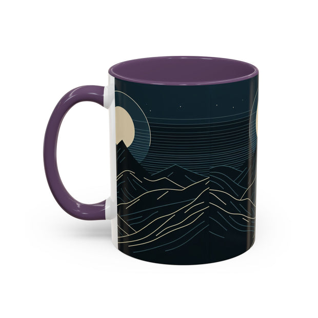 Mountain Moon Accent Coffee Mug, Cozy Mug for Coffee Lovers, Gifts for Nature Enthusiasts, Perfect for Home or Office, Ideal for Relaxation