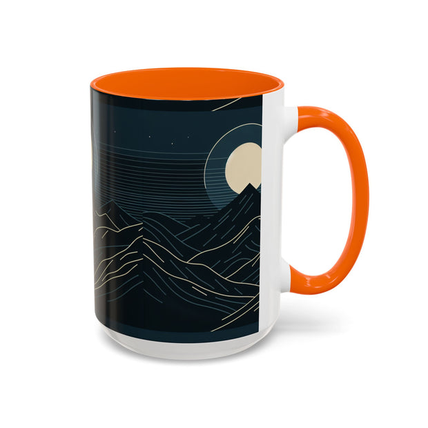 Mountain Moon Accent Coffee Mug, Cozy Mug for Coffee Lovers, Gifts for Nature Enthusiasts, Perfect for Home or Office, Ideal for Relaxation