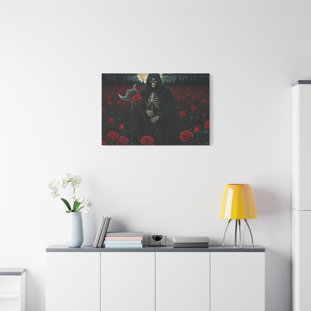 Gothic Rose Grim Reaper Canvas Wall Art