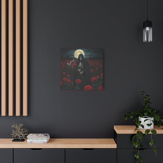 Gothic Rose Grim Reaper Canvas Wall Art