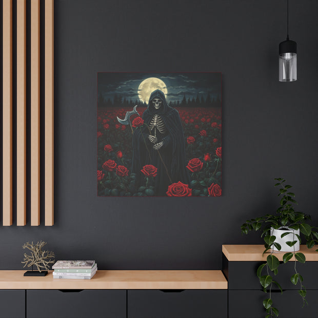 Gothic Rose Grim Reaper Canvas Wall Art