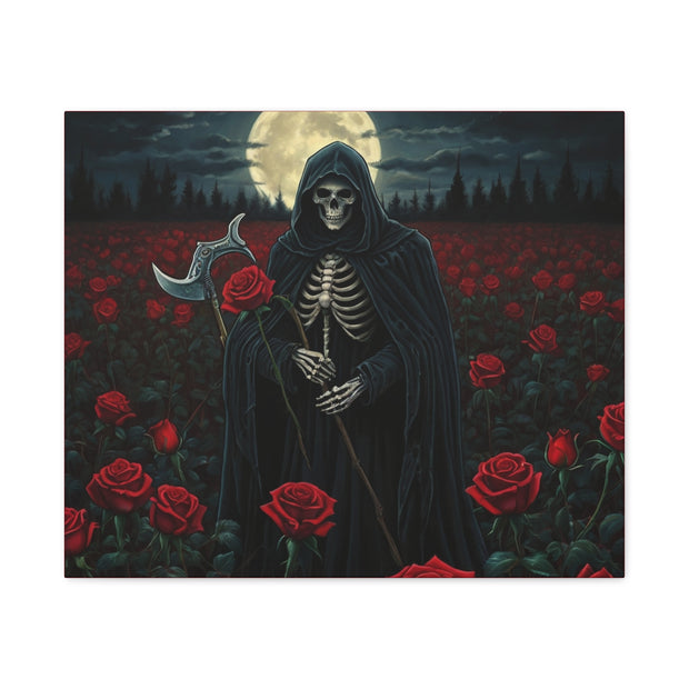 Gothic Rose Grim Reaper Canvas Wall Art