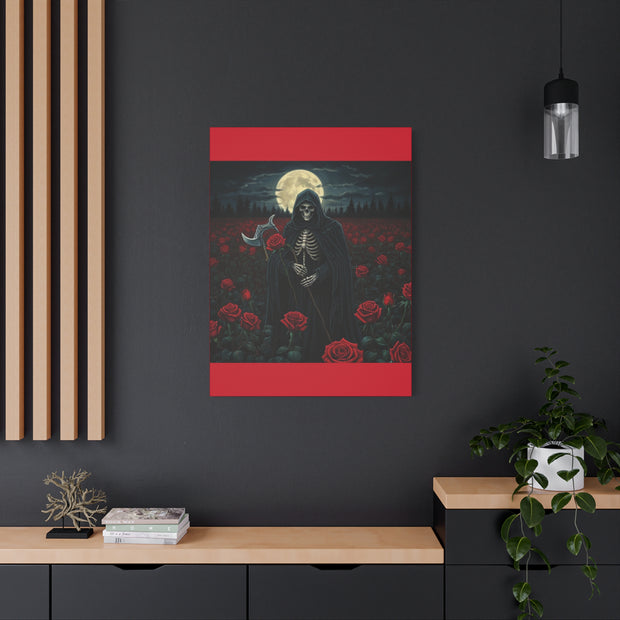 Gothic Rose Grim Reaper Canvas Wall Art