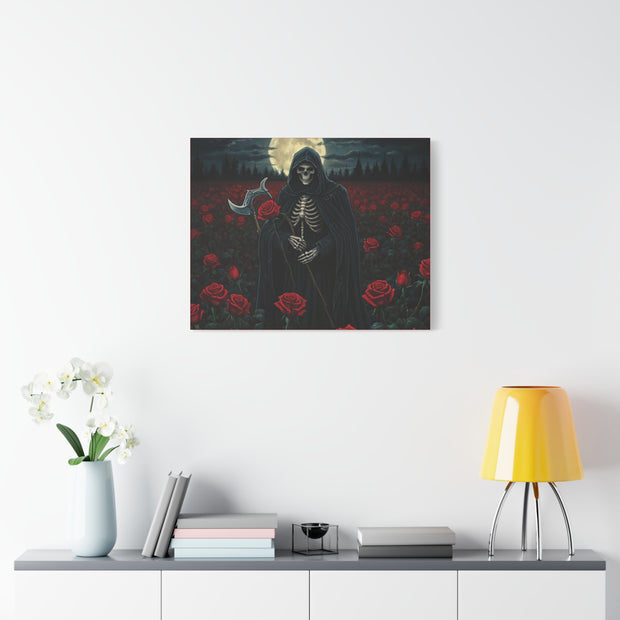 Gothic Rose Grim Reaper Canvas Wall Art