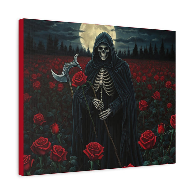 Gothic Rose Grim Reaper Canvas Wall Art