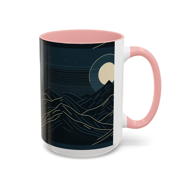 Mountain Moon Accent Coffee Mug, Cozy Mug for Coffee Lovers, Gifts for Nature Enthusiasts, Perfect for Home or Office, Ideal for Relaxation