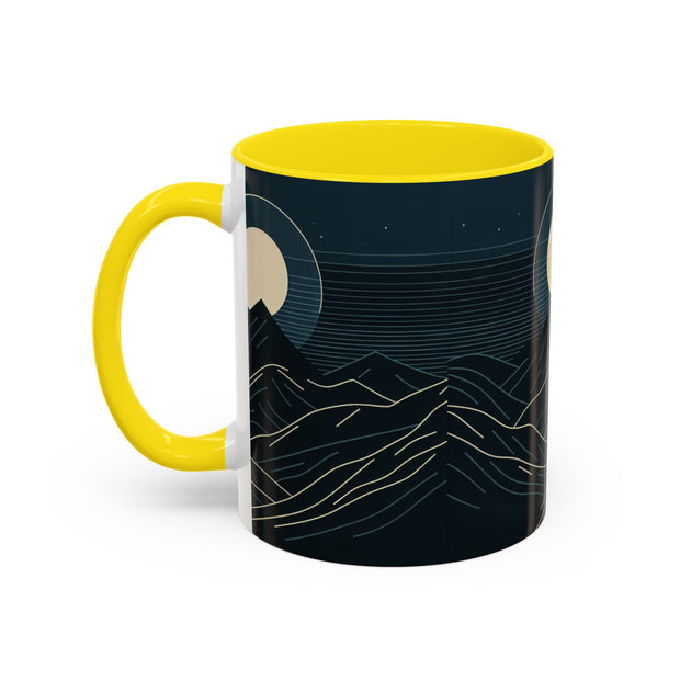 Mountain Moon Accent Coffee Mug, Cozy Mug for Coffee Lovers, Gifts for Nature Enthusiasts, Perfect for Home or Office, Ideal for Relaxation