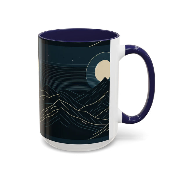 Mountain Moon Accent Coffee Mug, Cozy Mug for Coffee Lovers, Gifts for Nature Enthusiasts, Perfect for Home or Office, Ideal for Relaxation