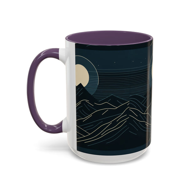Mountain Moon Accent Coffee Mug, Cozy Mug for Coffee Lovers, Gifts for Nature Enthusiasts, Perfect for Home or Office, Ideal for Relaxation
