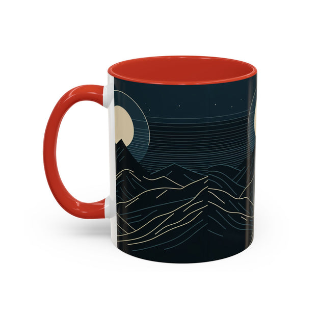 Mountain Moon Accent Coffee Mug, Cozy Mug for Coffee Lovers, Gifts for Nature Enthusiasts, Perfect for Home or Office, Ideal for Relaxation