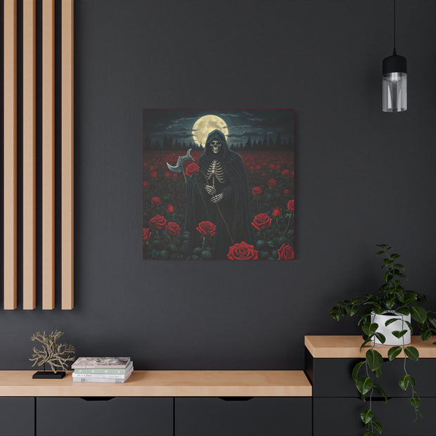 Gothic Rose Grim Reaper Canvas Wall Art