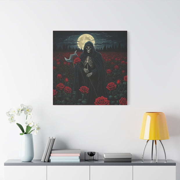 Gothic Rose Grim Reaper Canvas Wall Art