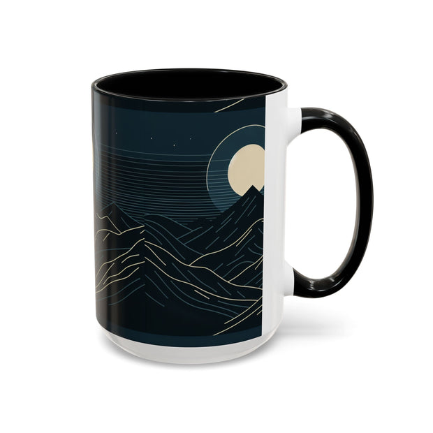 Mountain Moon Accent Coffee Mug, Cozy Mug for Coffee Lovers, Gifts for Nature Enthusiasts, Perfect for Home or Office, Ideal for Relaxation