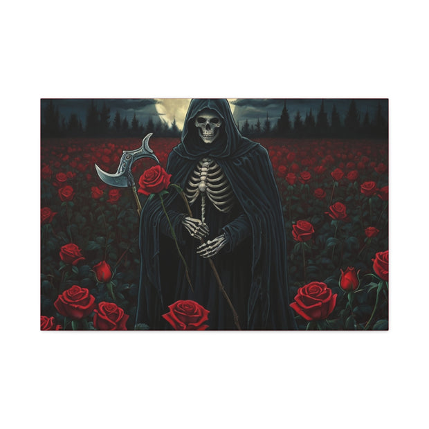 Gothic Rose Grim Reaper Canvas Wall Art