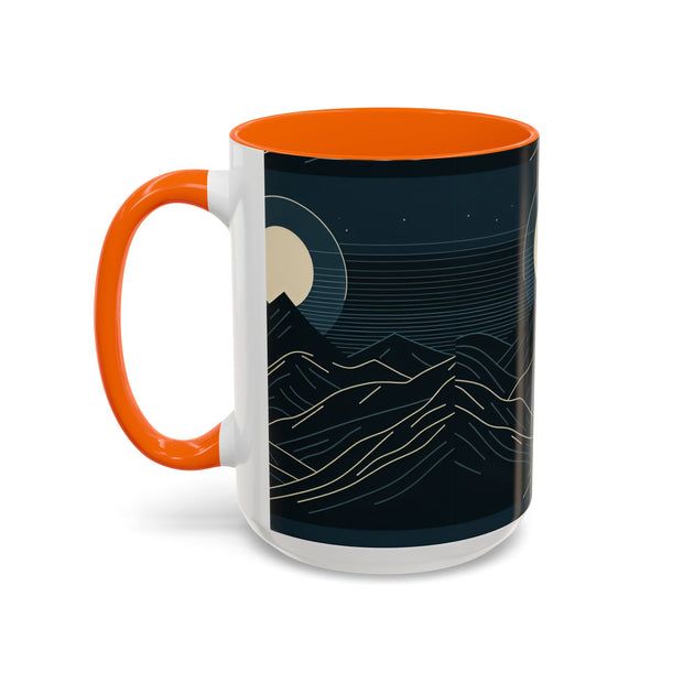Mountain Moon Accent Coffee Mug, Cozy Mug for Coffee Lovers, Gifts for Nature Enthusiasts, Perfect for Home or Office, Ideal for Relaxation