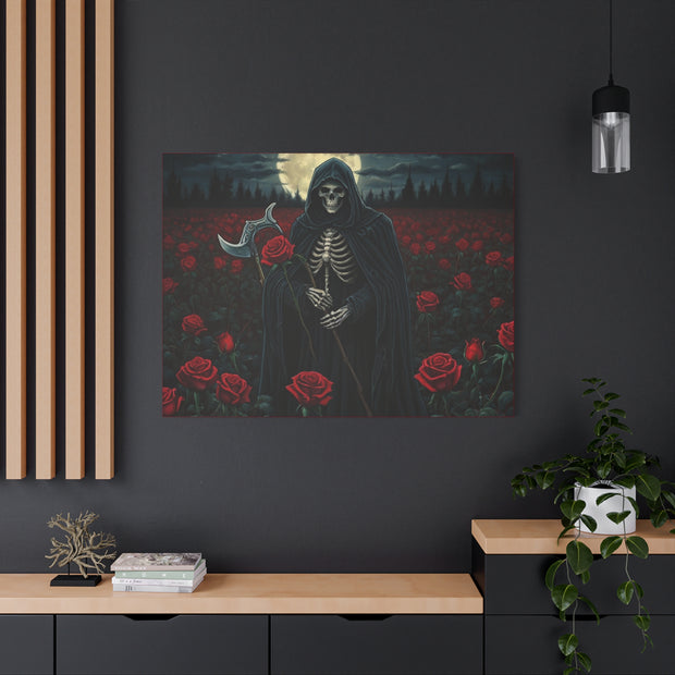 Gothic Rose Grim Reaper Canvas Wall Art