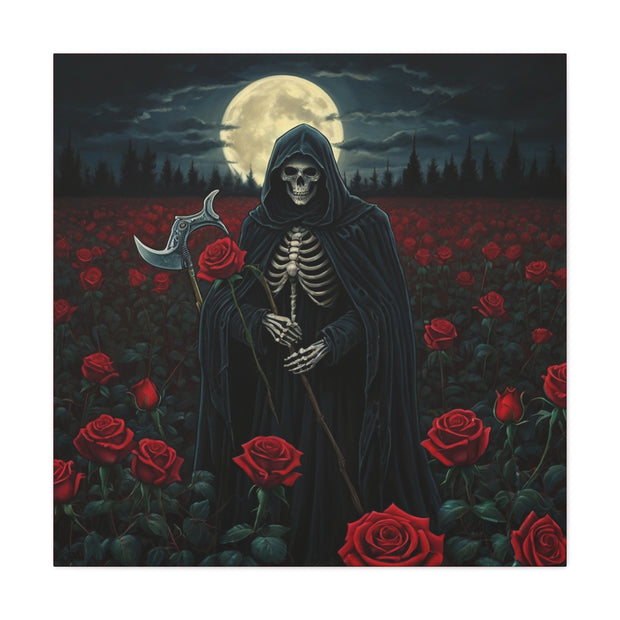 Gothic Rose Grim Reaper Canvas Wall Art