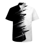 White Black Mens Hawaiian Shirts 3D Graphic Button Down Short Sleeve Tropical Holiday Beach Aloha Shirt