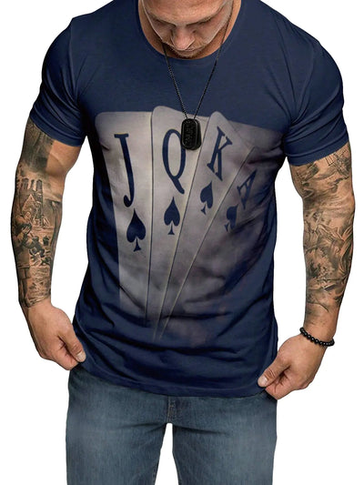 SOLY HUX Men's Plus Size Card Print Tees