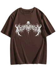 OYOANGLE Men's Summer Graphic Tee - Coffee Brown