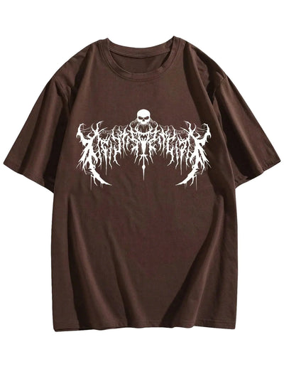 OYOANGLE Men's Summer Graphic Tee - Coffee Brown