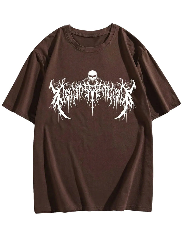 OYOANGLE Men's Summer Graphic Tee - Coffee Brown