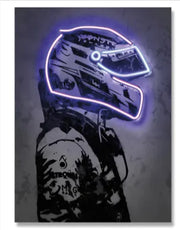 Neon Vintage Helmet Art Canvas