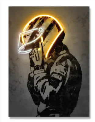 Neon Vintage Helmet Art Canvas