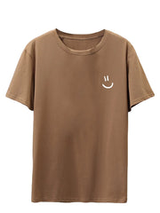 COZYEASE Mens Slogan Letter Graphic Print Tee Tops Casual Round Neck Short Sleeve Summer T Shirts Brown XL