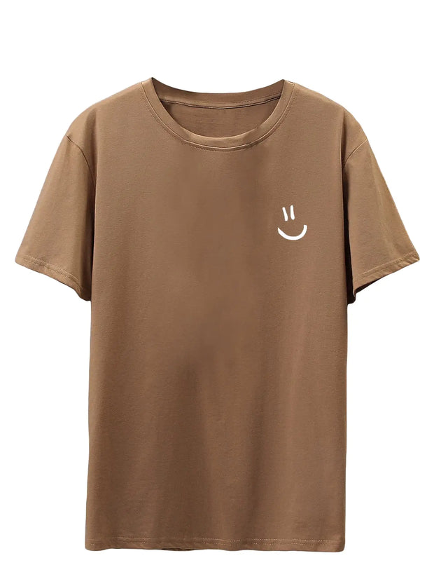 COZYEASE Mens Slogan Letter Graphic Print Tee Tops Casual Round Neck Short Sleeve Summer T Shirts Brown XL