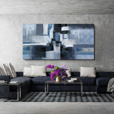 KLAKLA Urban Blues Canvas Art - 20x40 Inch Framed Wall Decor