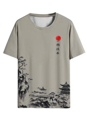 SOLY HUX Mens Graphic Short Sleeve Tee Crew Neck Letter Print T Shirts Summer Tops Khaki Graphic 3X-Large