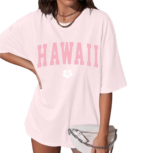 CoralWave Oversized Hawaiian Tees for Women